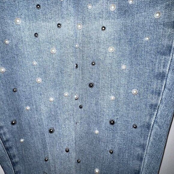 Kut From The Kloth Ankle Straight Leg Distressed Studded Jeans Women Size 16 New - Picture 8 of 13